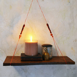 Rustic wood hanging shelf
