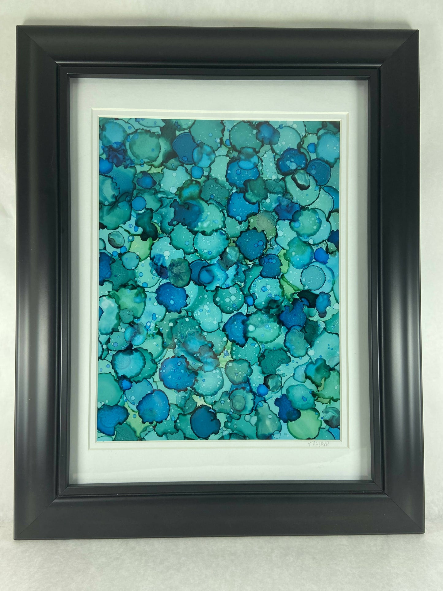 Framed Alcohol Ink Lily Pad Art On Yupo 12x16