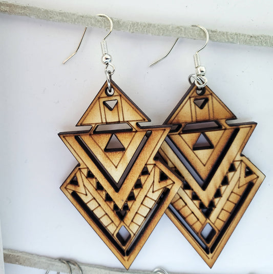 Geometric Wood Earrings