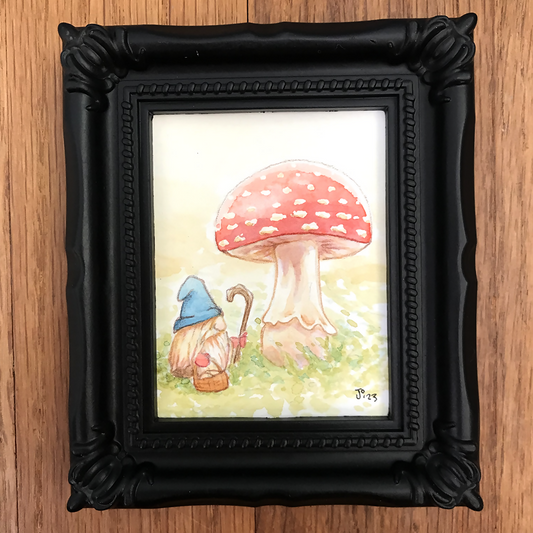 Tomten's Mushroom (Tiny Watercolor Painting)