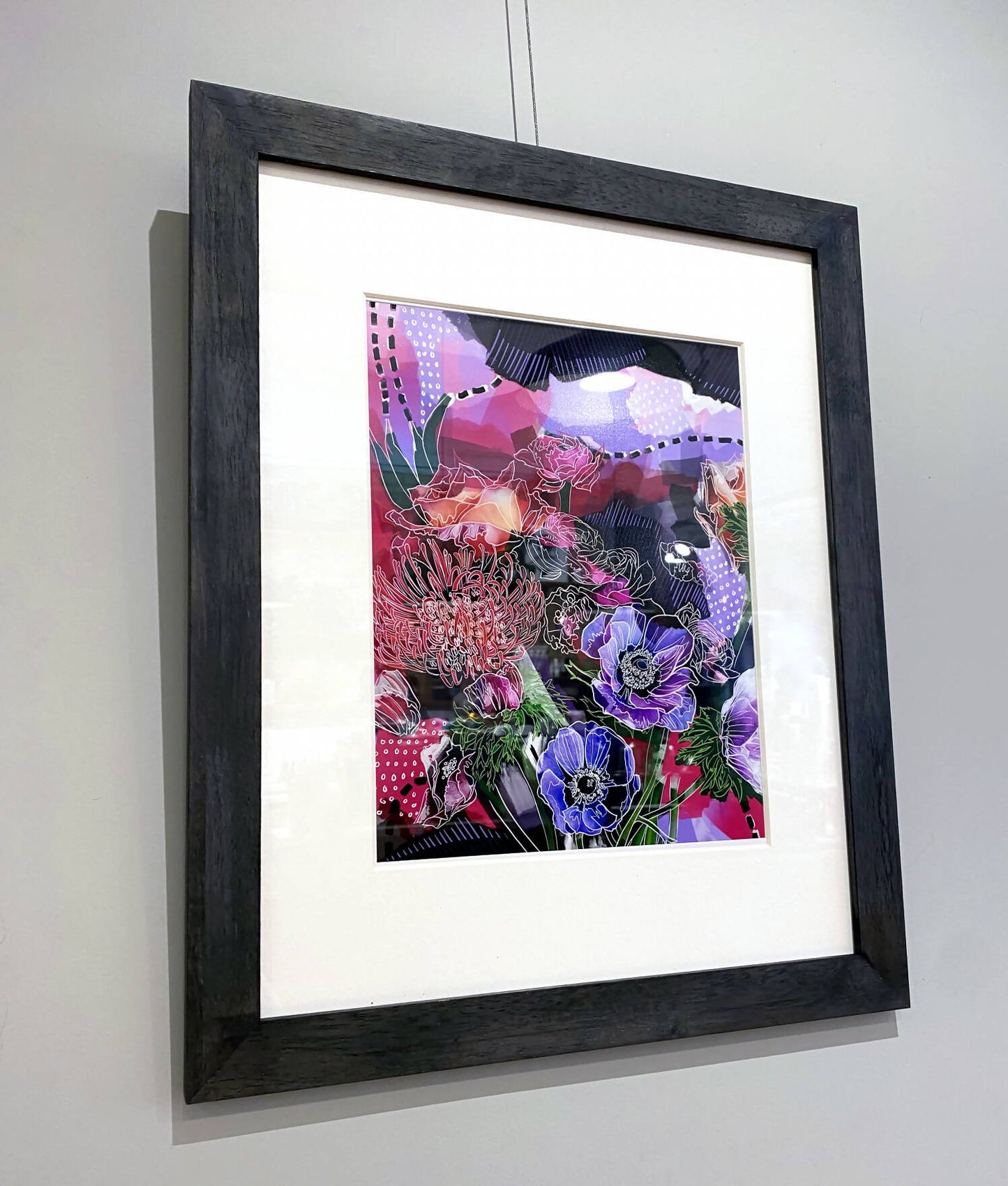 "Patchwork" Lustre Print with Linen Texture, Framed