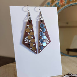 Hand painted wooden earrings