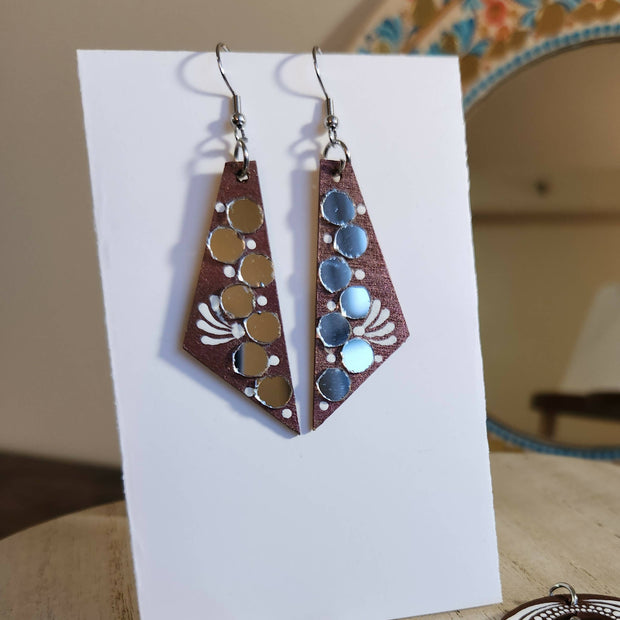 Hand painted wooden earrings