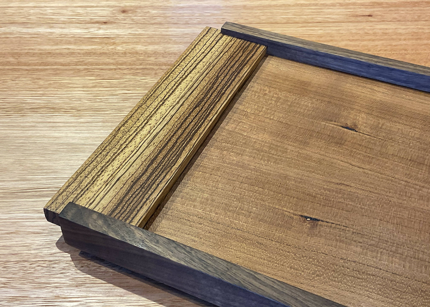 Serving Tray in Striped Zebrawood, Walnut and Cherry