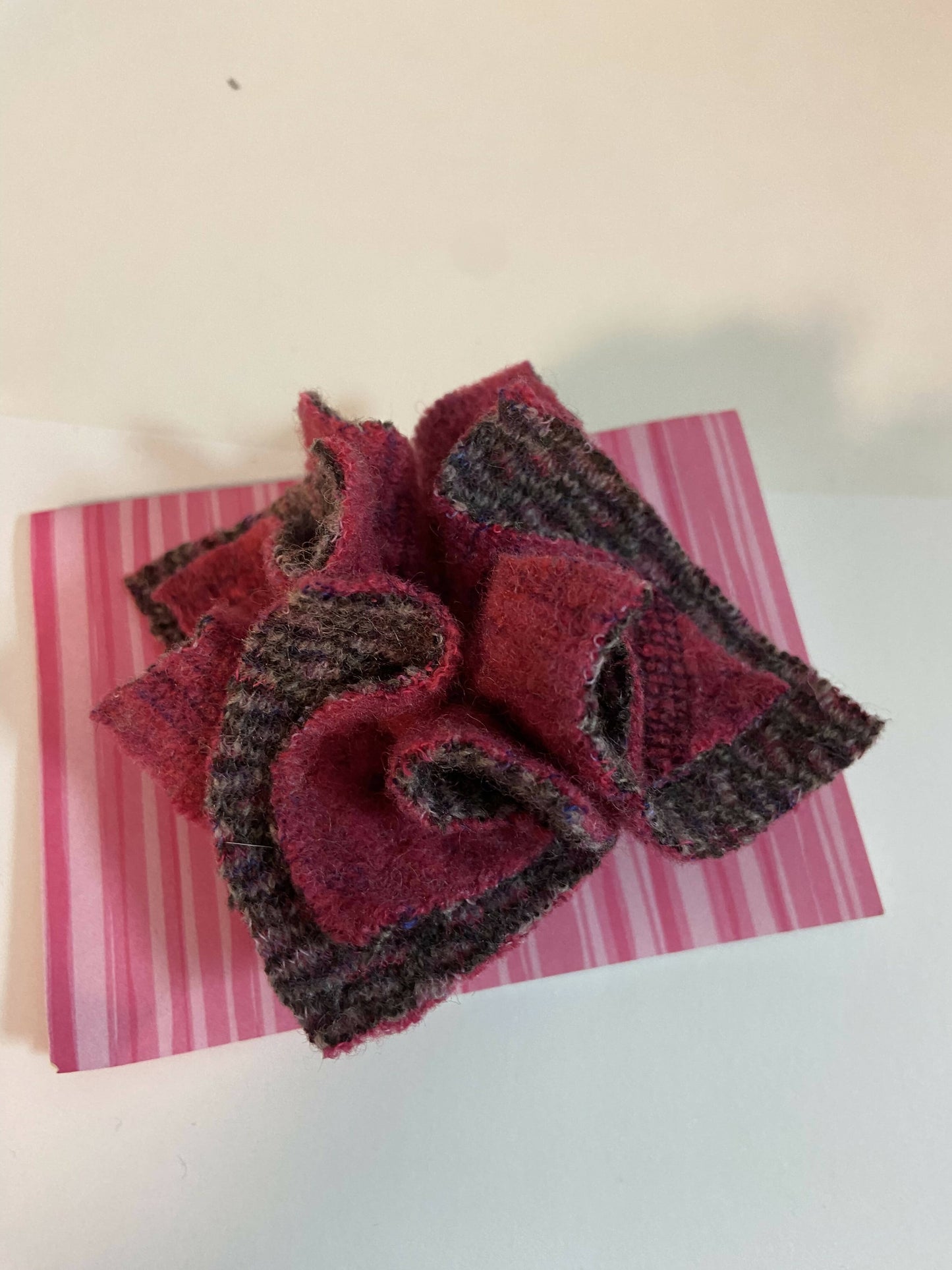 Repurposed Sweater Felted Wool Flower Brooch Pin