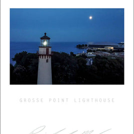 Sweetwater Seas Fine Art Poster - Gross Point Lighthouse Aerial 3 - FRAMED