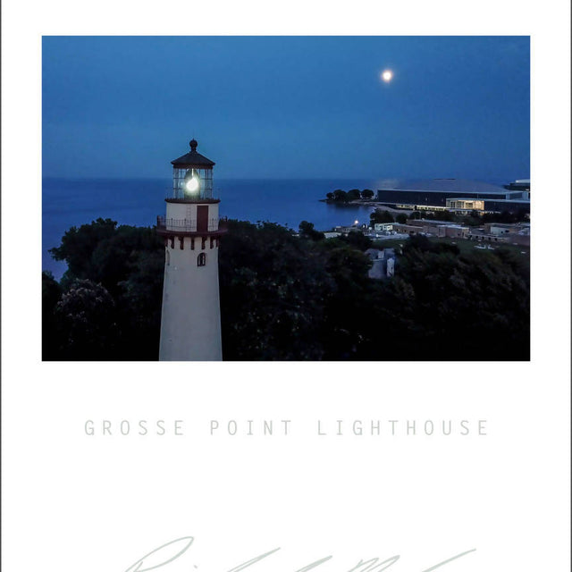 Sweetwater Seas Fine Art Poster - Gross Point Lighthouse Aerial 3 - FRAMED