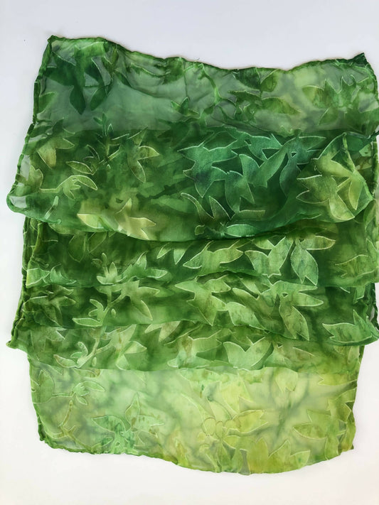 Devore Scarf: Spring Green Leaves