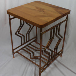 Diamond Deco Cherry & Copper Pipe End Table