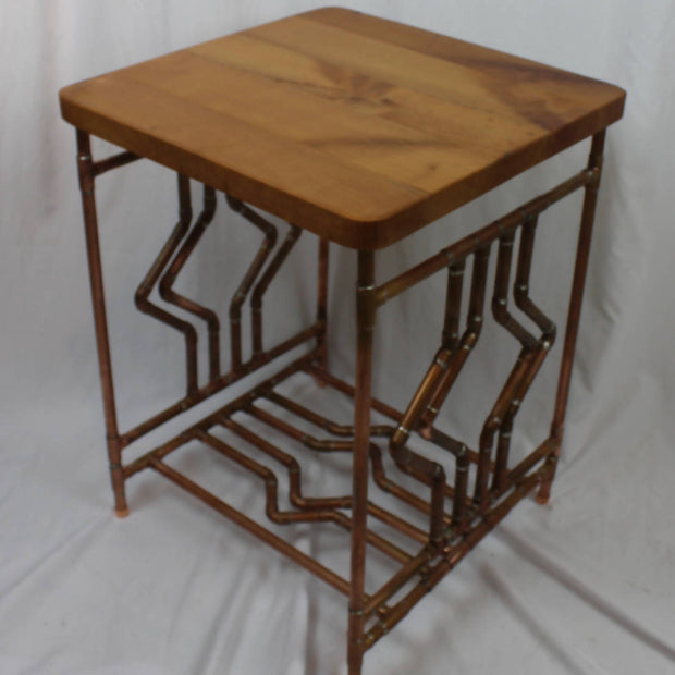 Diamond Deco Cherry & Copper Pipe End Table