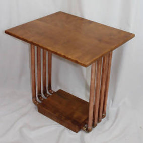 8-Pipe Cherry & Copper Pipe End Table