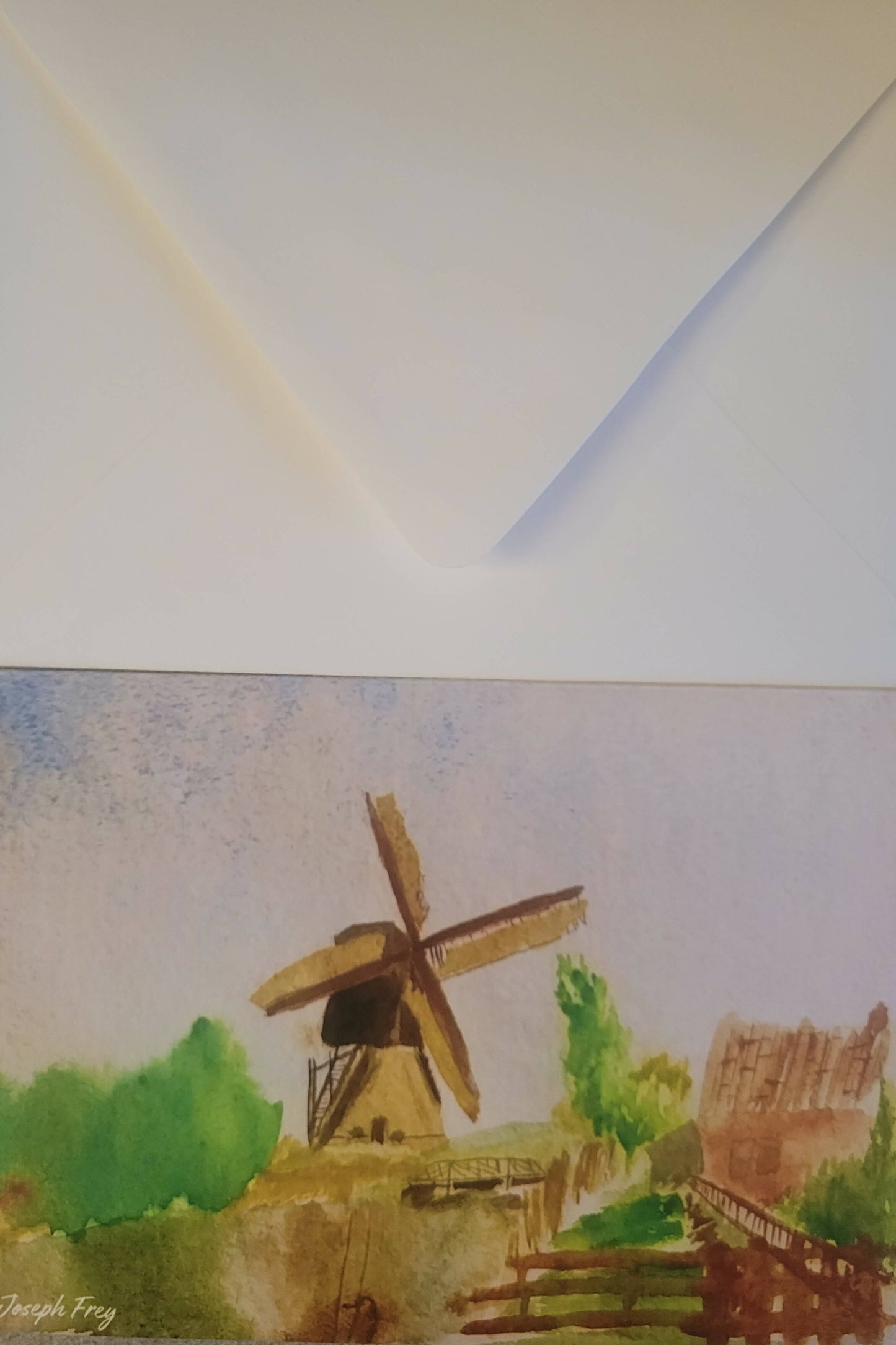 5x7 Windmill Watercolor Printed Card