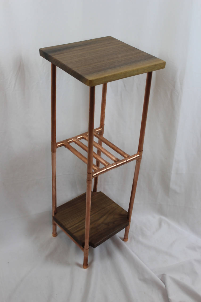 Walnut & Copper Pipe Side Table