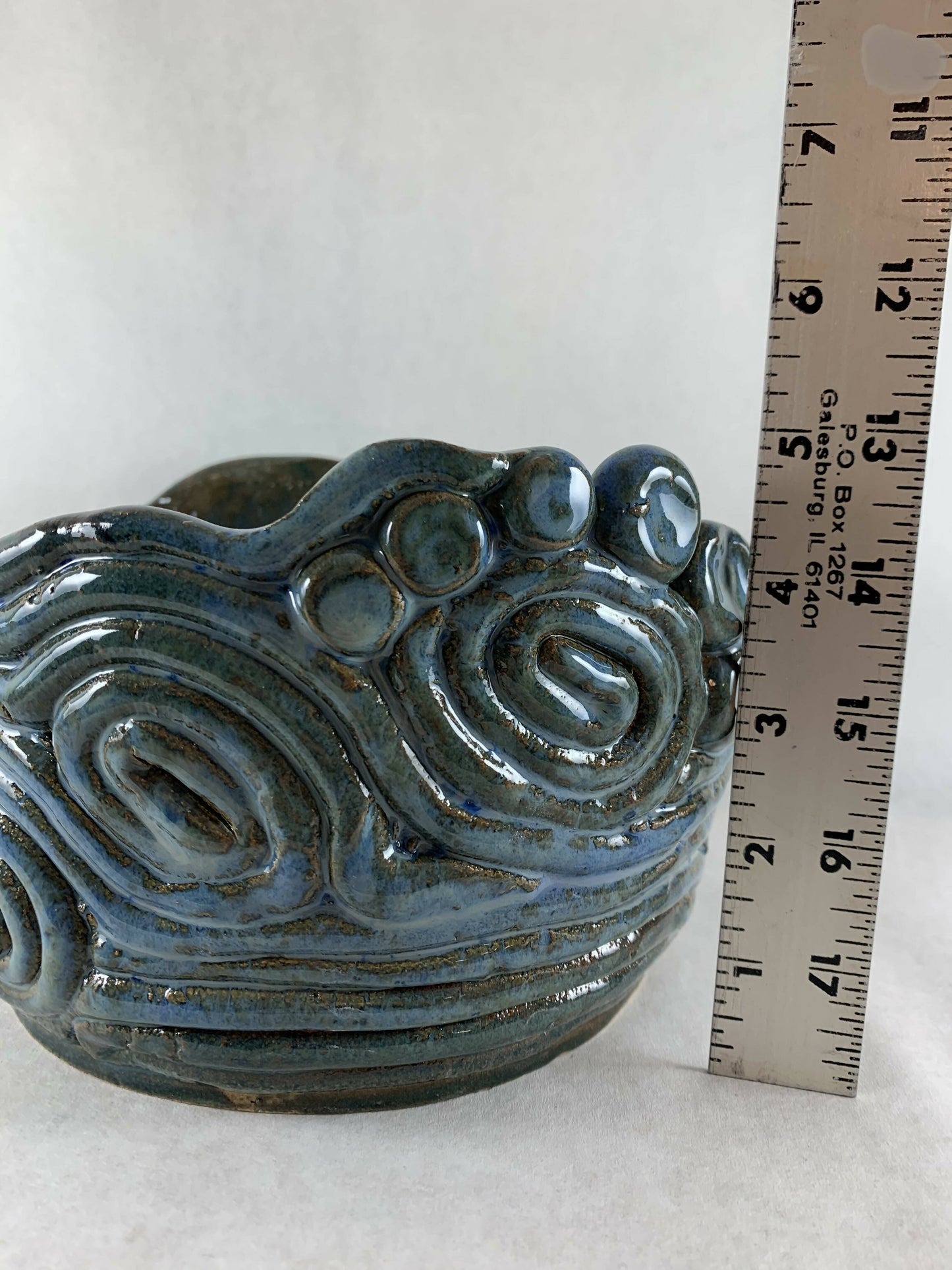 Ceramic Coil Pot in Blue Green