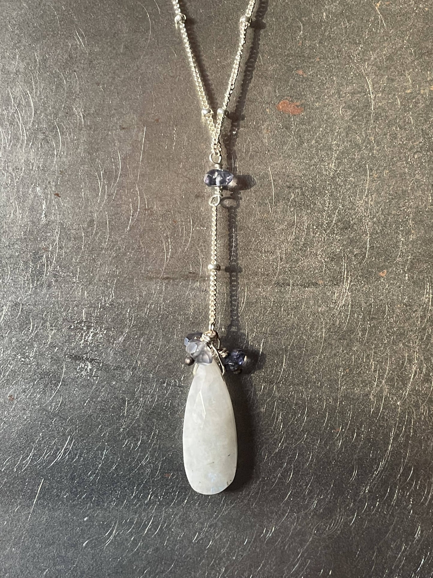 cluster drop necklace - silver