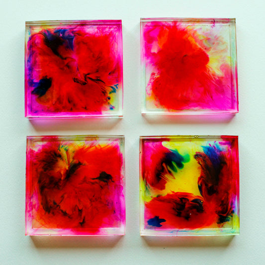 Resin and Alcohol Ink Multi-Color Coaster Set