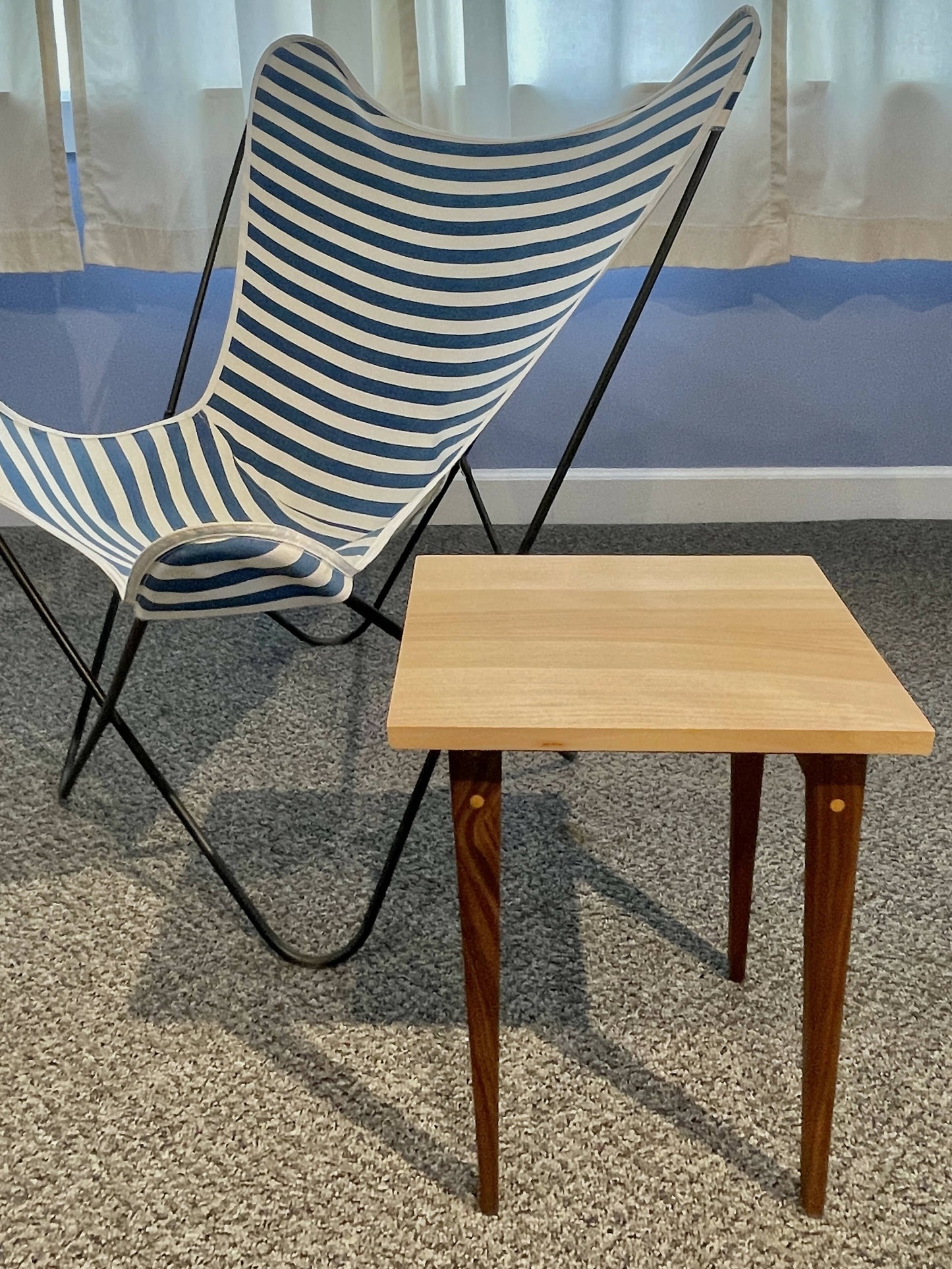 Small Side Table in Hickory and Walnut