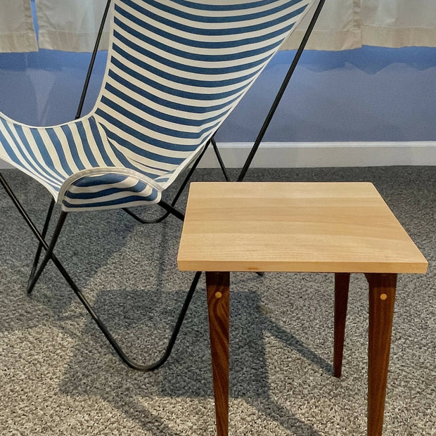 Small Side Table in Hickory and Walnut