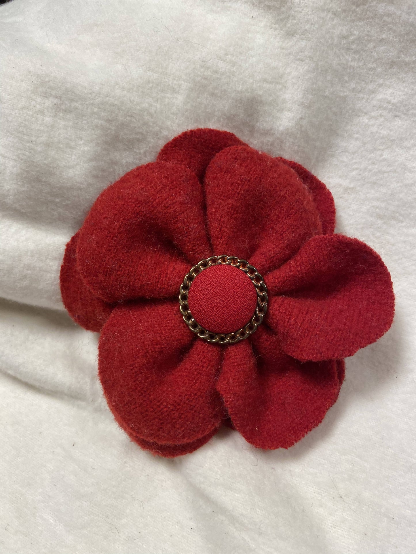 Repurposed Sweater Felted Wool Flower Brooch Pin