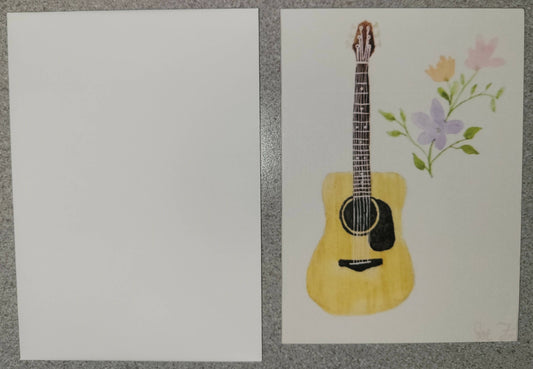 3.5x5 Guitar Watercolor Printed Card