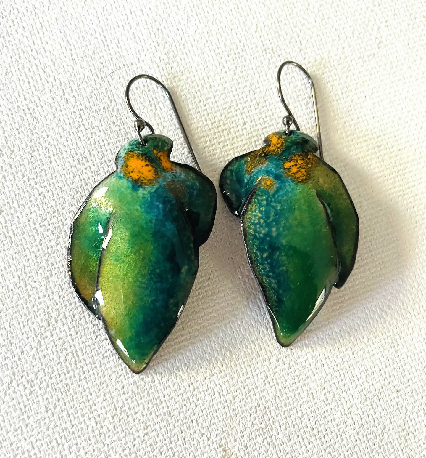 enamel leaf earrings