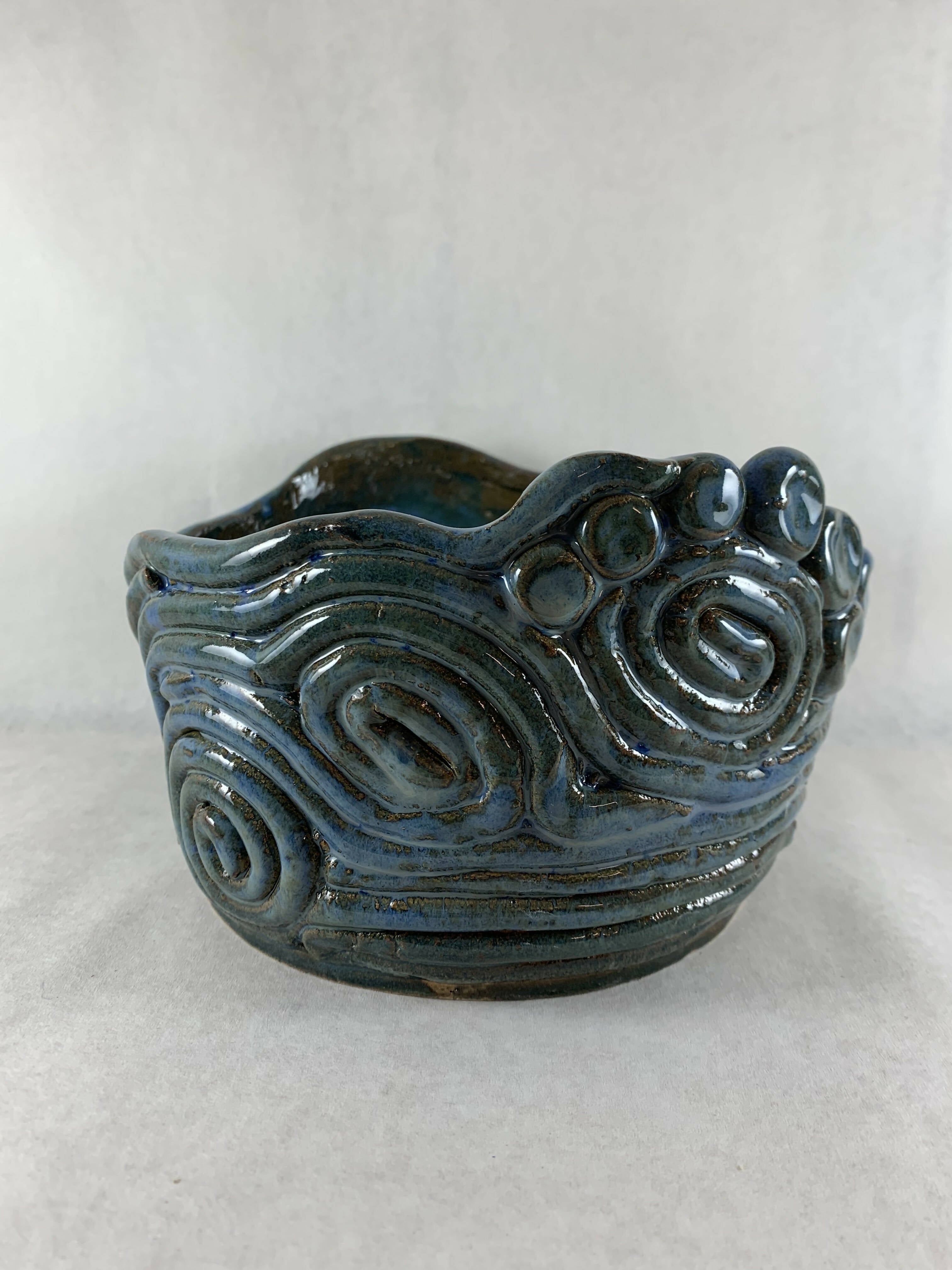 Ceramic Coil Pot in Blue Green