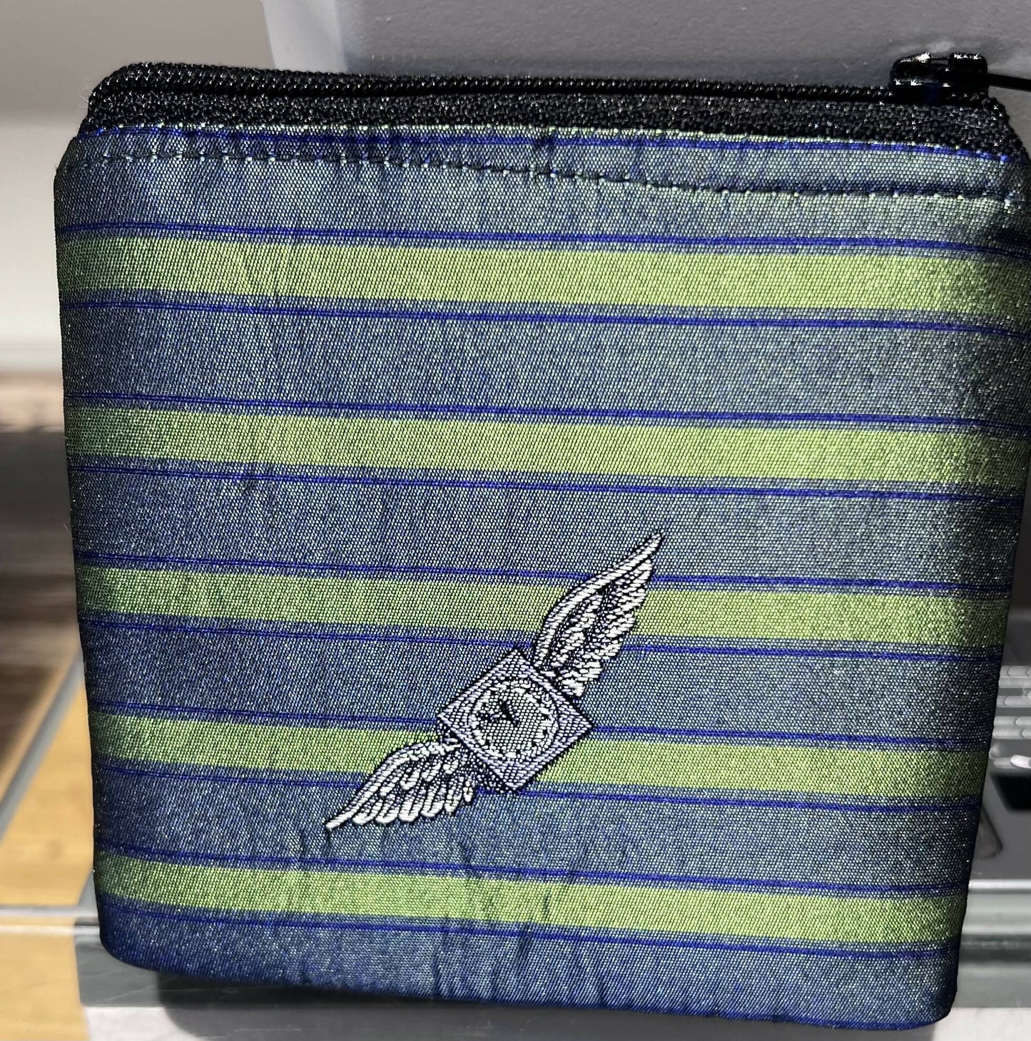 Coin purse - zippered - mens tie silk and men's suiting fabric