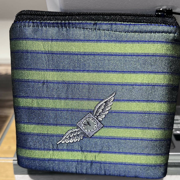 Coin purse - zippered - mens tie silk and men's suiting fabric