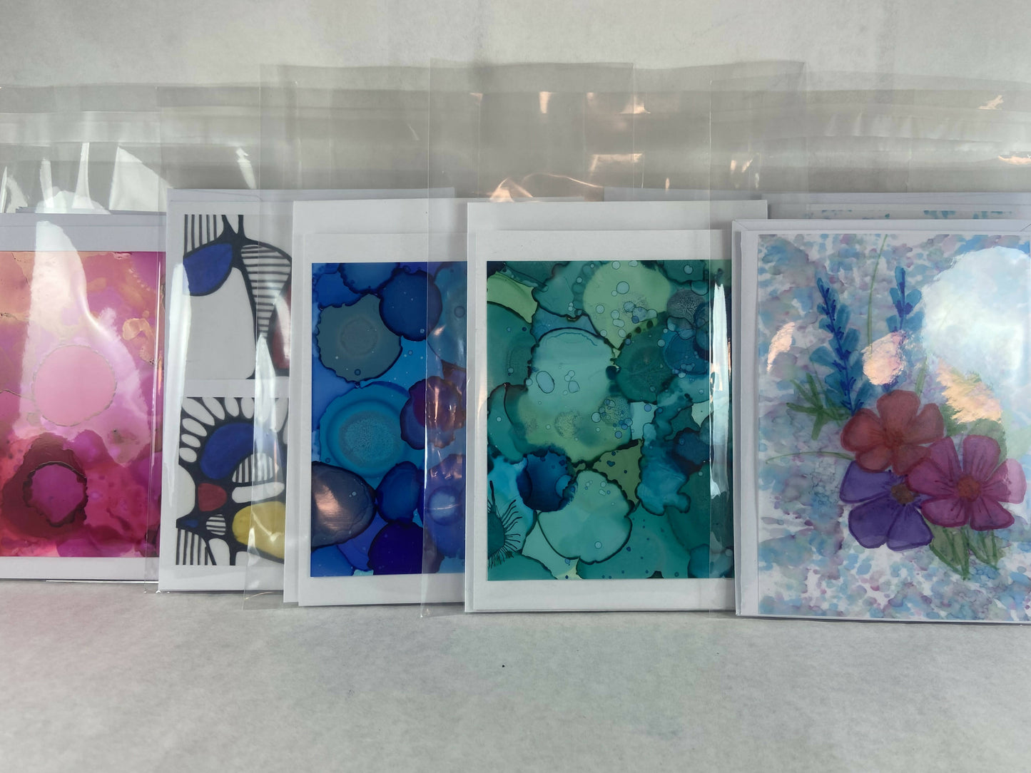 Set of 2 Notecards Assorted Alcohol Ink