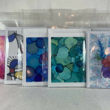 Set of 2 Notecards Assorted Alcohol Ink