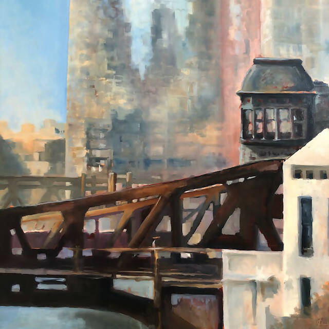 NEW Bridges Chicago River 12 x 12 Matted Museum Quality Canvas Print