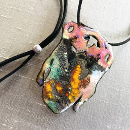 Catrina or Skull enamel pendant