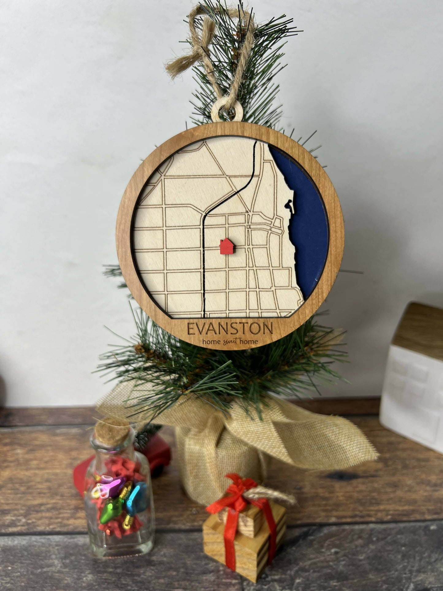 Evanston City Map Ornament