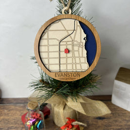 Evanston City Map Ornament