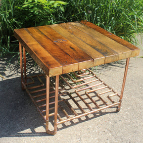 Reclaimed, Old Growth 2x4 & Copper Pipe End Table