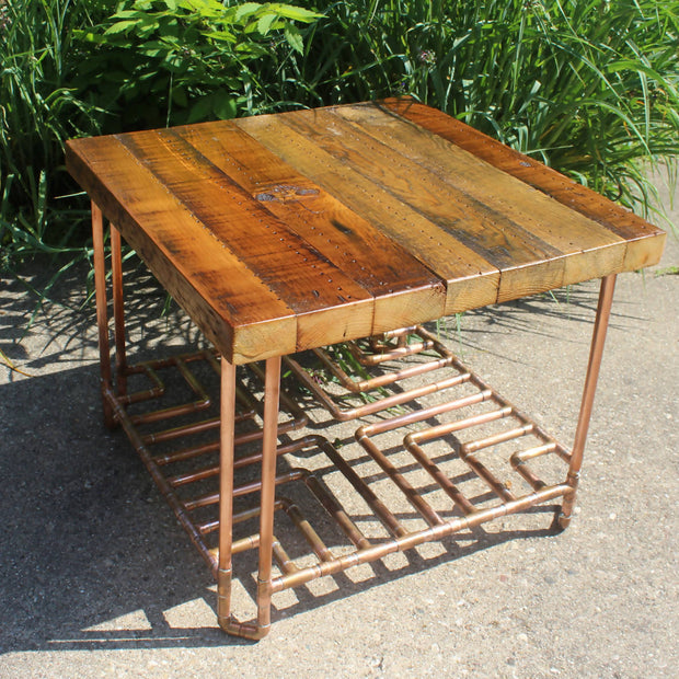 Reclaimed, Old Growth 2x4 & Copper Pipe End Table