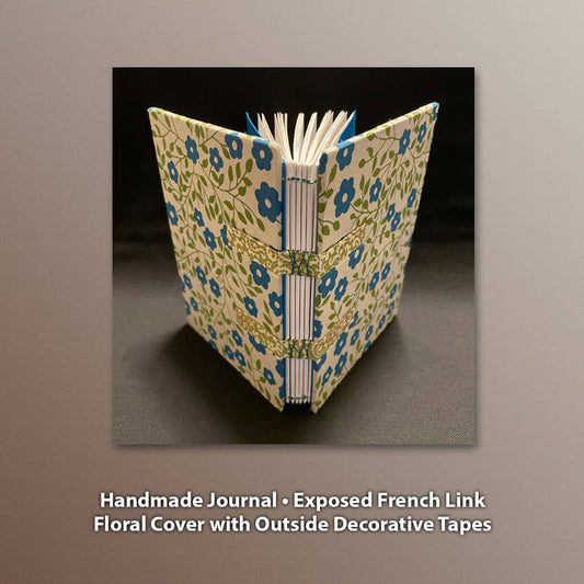 Handmade Book • Floral Cover with Decorative Outside Tapes