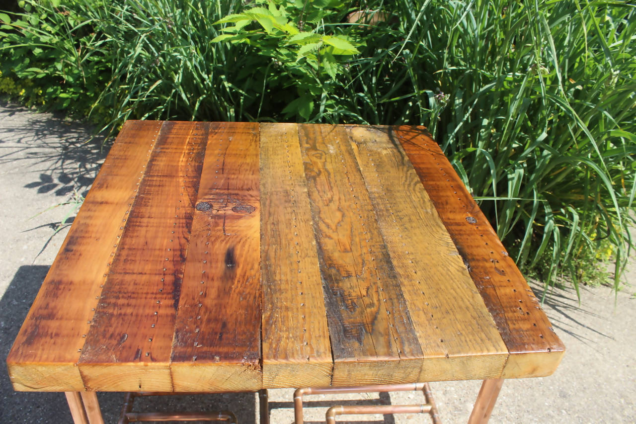 Reclaimed, Old Growth 2x4 & Copper Pipe End Table