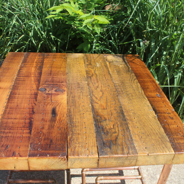 Reclaimed, Old Growth 2x4 & Copper Pipe End Table