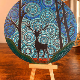Majestic Deer with Aurora dot painting wall plate