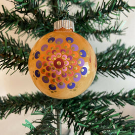 Christmas Ornament Hand Painted Mandala Glass Round Orb