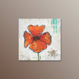 Mini Poppy Mixed Media Canvas with Easel