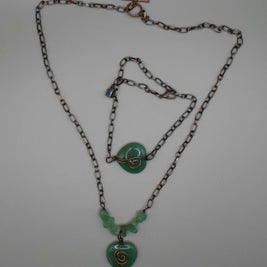 Green aventurine necklace and bracelet set
