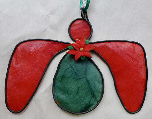 Poinsettia Angel Ornament