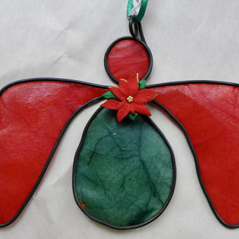Poinsettia Angel Ornament