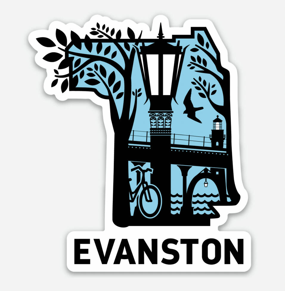 Evanston Sticker | Small contour cut
