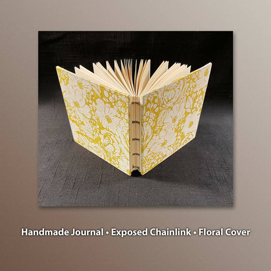 Handmade Book • Floral Cover • Exposed Chainlink Binding