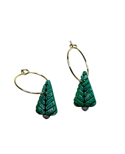 Pine Tree Hoop Earrings