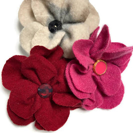 Repurposed Sweater Felted Wool Flower Brooch Pin