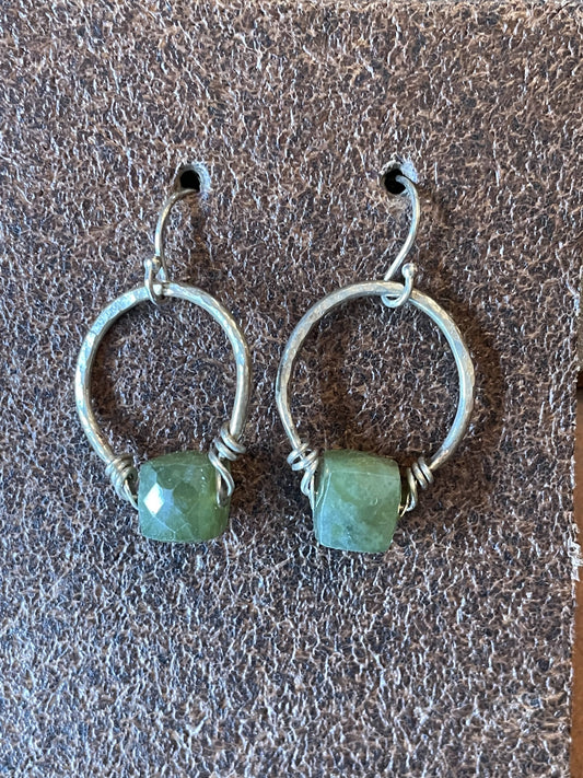 "Get lucky" Hand forged sterling silver earrings with gemstones on sterling silver ear wires. Assorted gemstones.